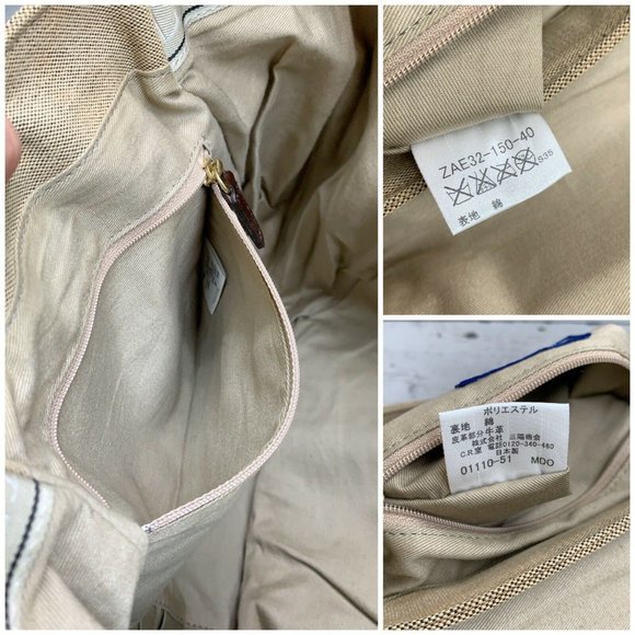 Authentic Burberry Blue Label Beige Buckle Canvas Chocolate Patent  Leather Bag - Picture 12 of 13